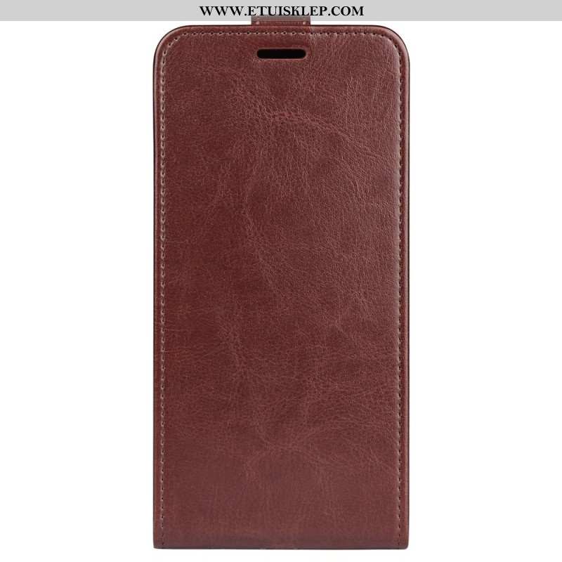 Etui Folio do iPhone 14 Pro Max Skórzany Futerał Pionowy Efekt Skóry Z Klapką